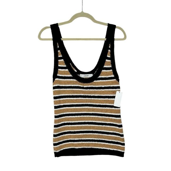 Joie Bec Tan and Black Striped Sweater Tank Top | Size L - Picture 2 of 8